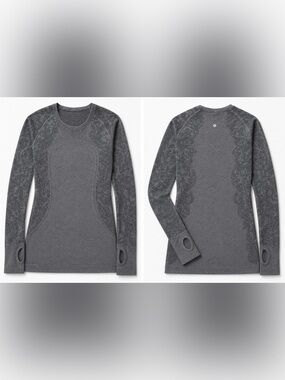 Lululemon Swiftly Tech Long Sleeve Floral Running Top Gray Floral size 6 Run Gym